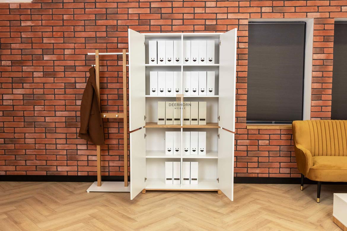 Weißer viertüriger abschließbarer Büroschrank Modern Workplace