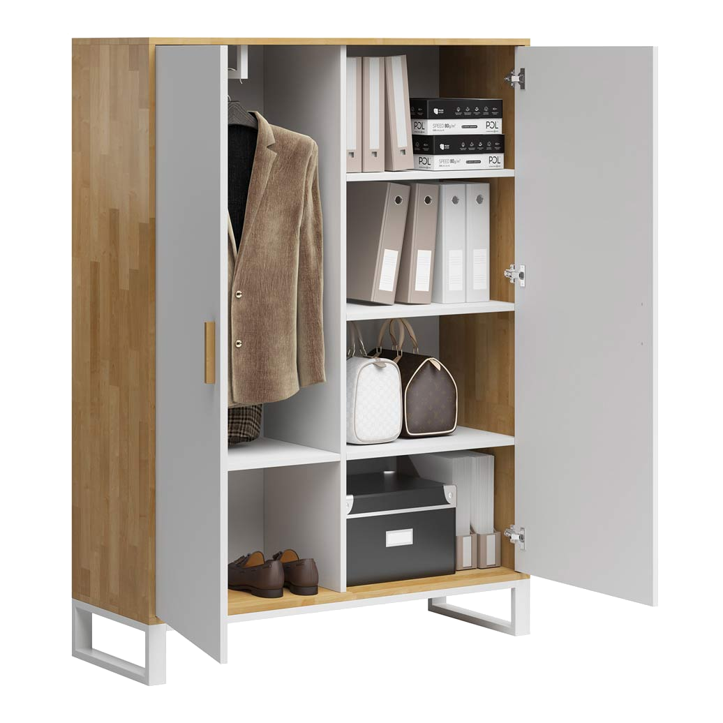 Weißer Kleiderschrank und Aktenschrank für das Büro