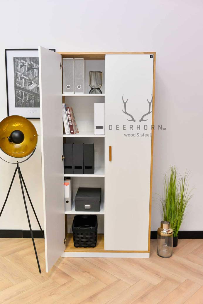 Weißer Aktenschrank aus Holz und Metall 90 cm