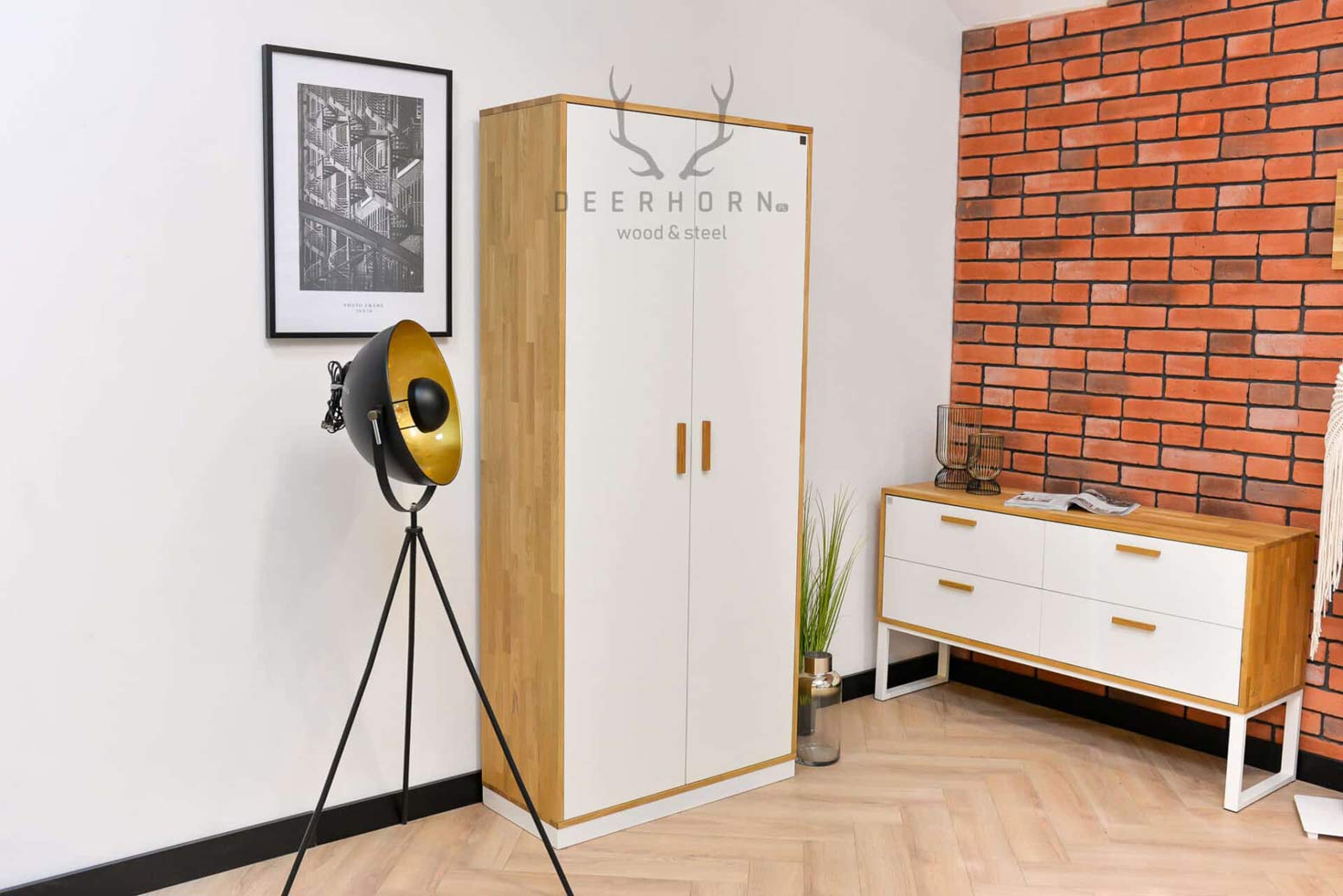 Weißer Aktenschrank aus Holz und Metall 90 cm