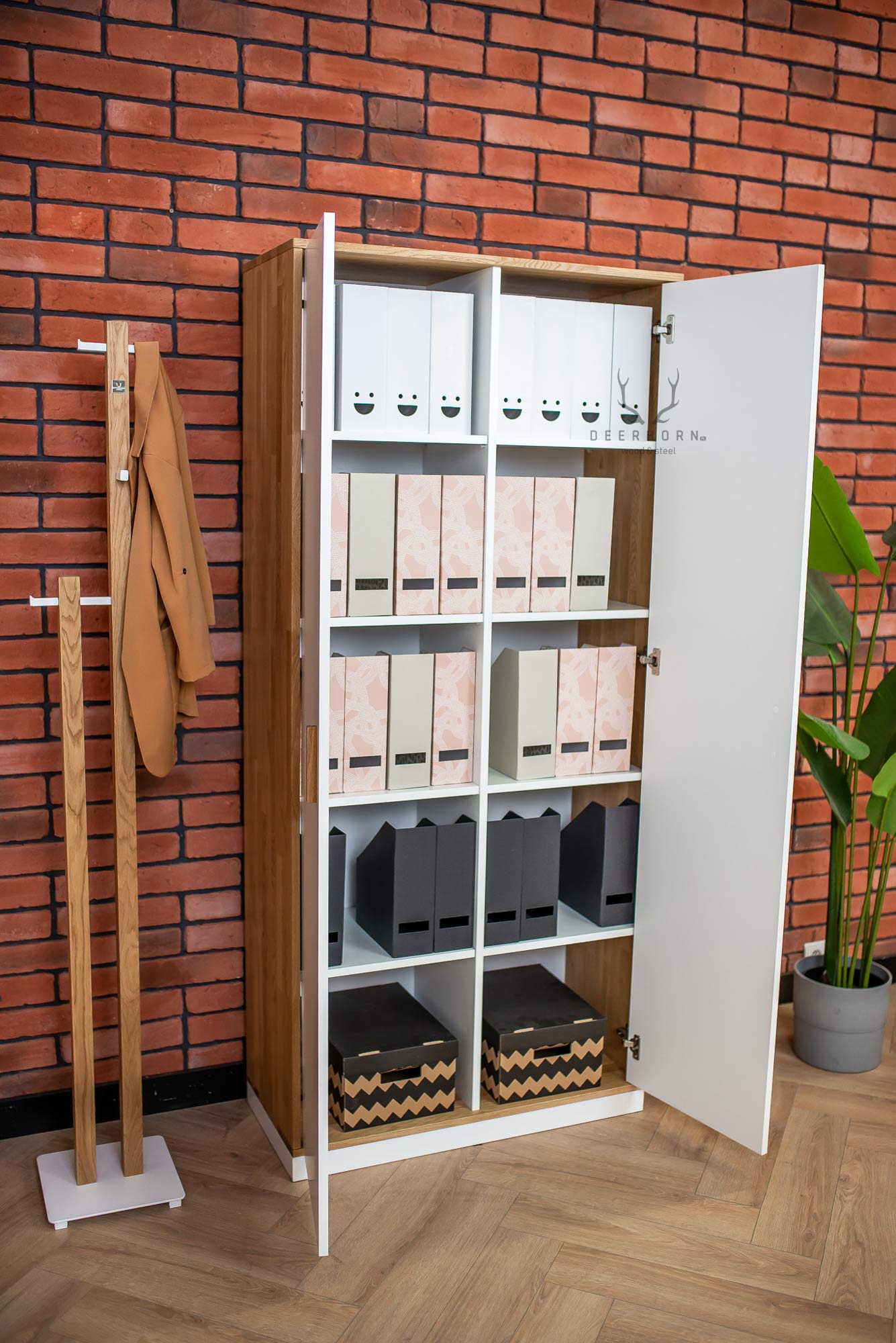 Weißer Aktenschrank aus Holz und Metall 90 cm