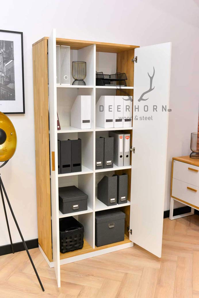 Weißer Aktenschrank aus Holz und Metall 90 cm