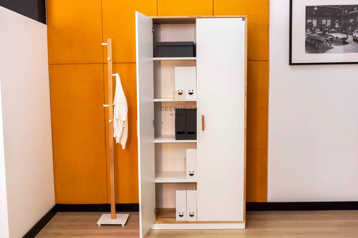 Weißer Aktenschrank aus Holz und Metall 90 cm