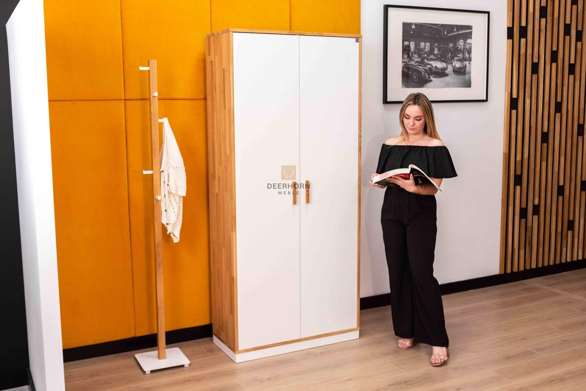 Weißer Aktenschrank aus Holz und Metall 90 cm