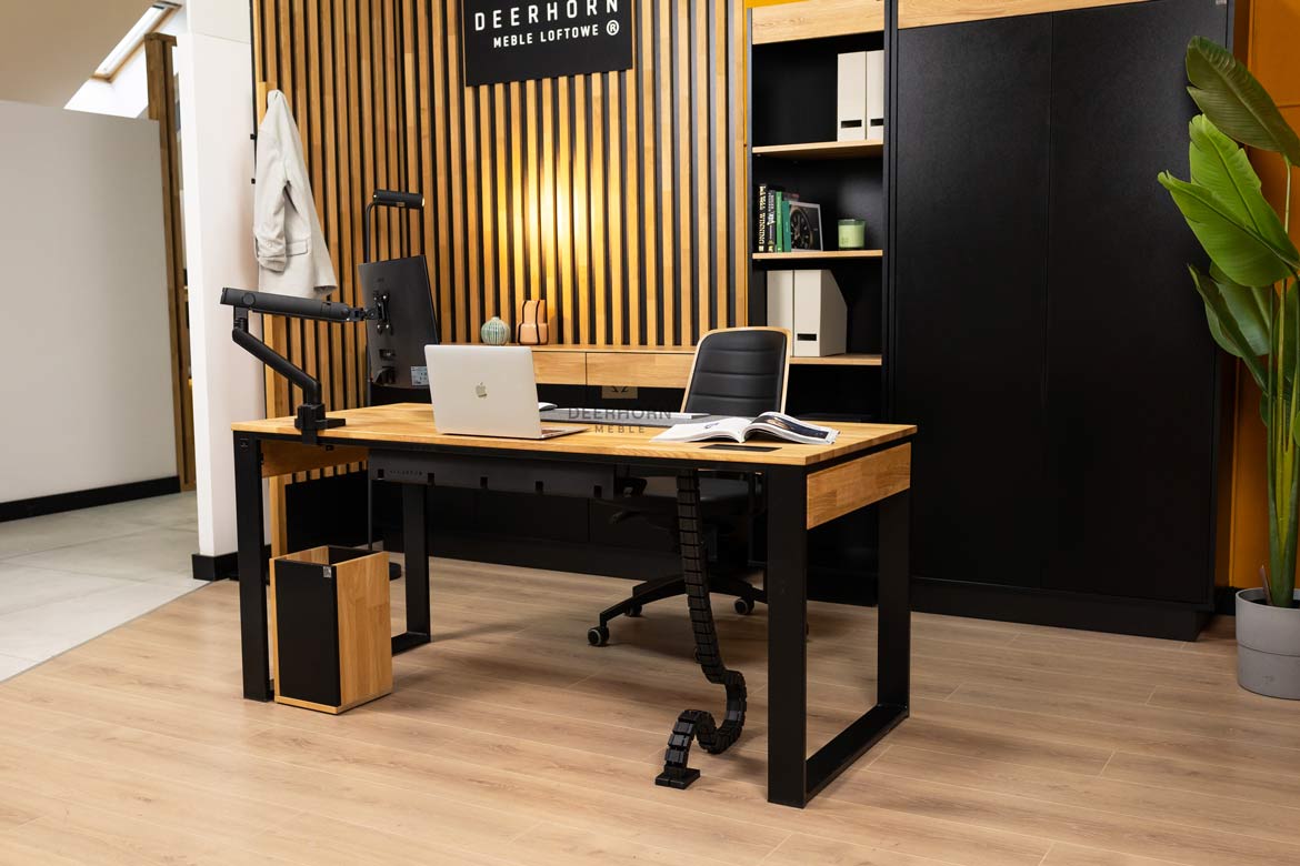 Schwarzer Schrank mit Holz Prestige Office