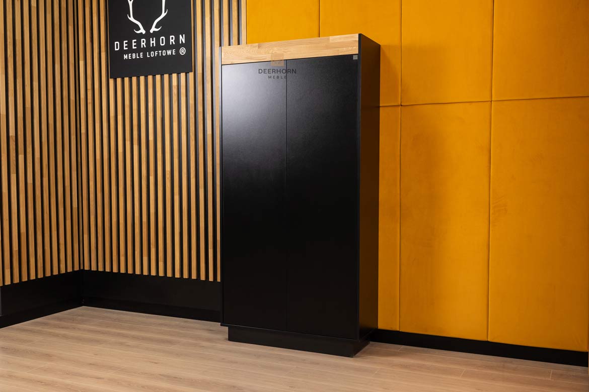 Schwarzer Schrank mit Holz Prestige Office
