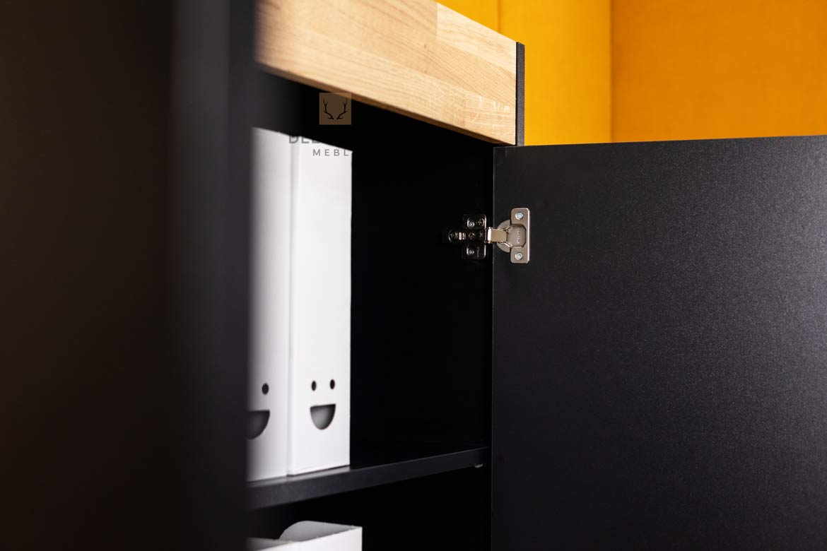 Schwarzer Schrank mit Holz Prestige Office