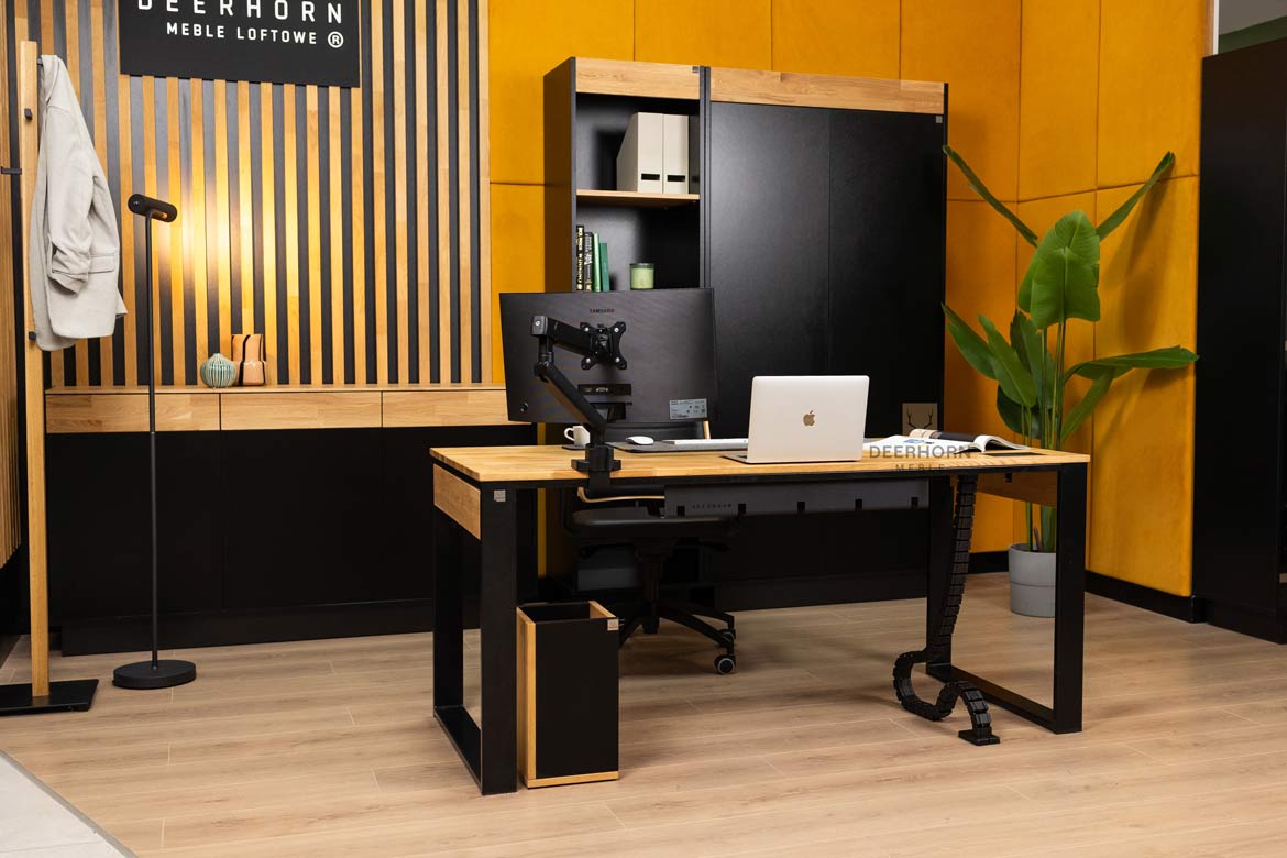 Schwarzer Schrank mit Holz Prestige Office