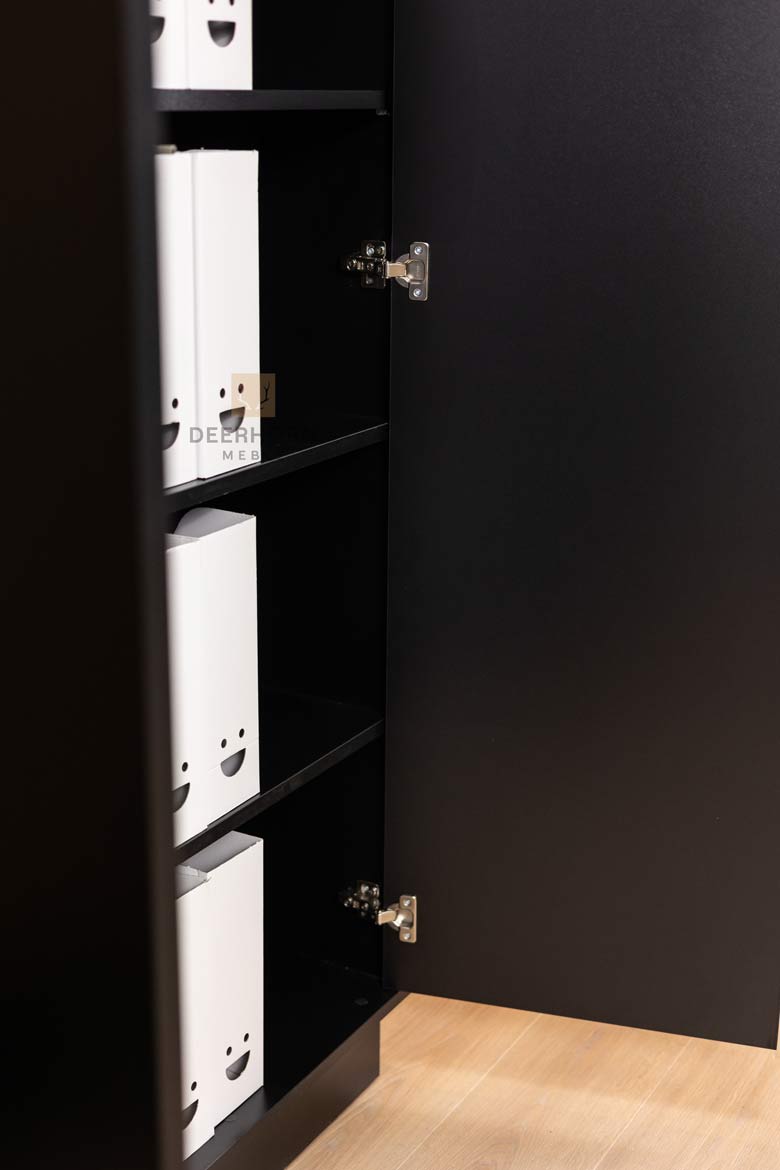 Schwarzer Schrank mit Holz Prestige Office