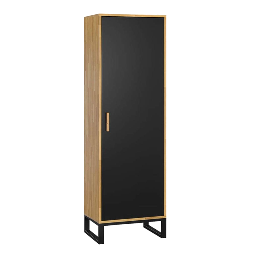 Schmaler verschließbarer Schrank auf einem Metallsockel