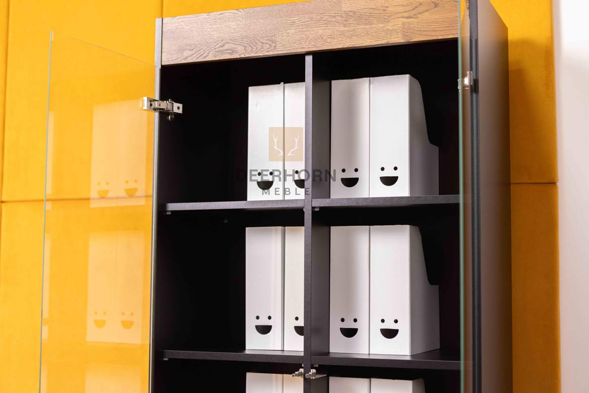 Glasvitrine, zwei Türen mit Einlegeböden für das Home Office