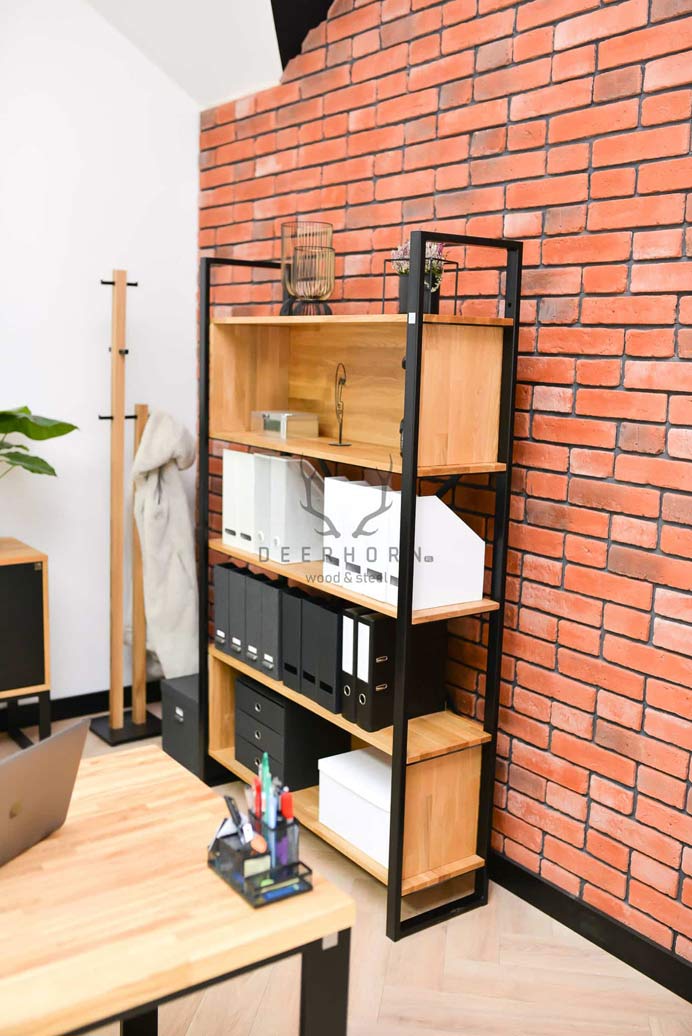 Bücherregal aus Metall und Holz im Loft-Stil Loft-Büro plus