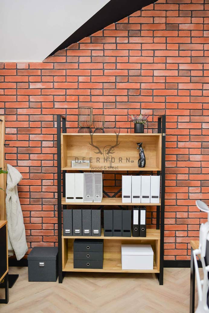 Bücherregal aus Metall und Holz im Loft-Stil Loft-Büro plus