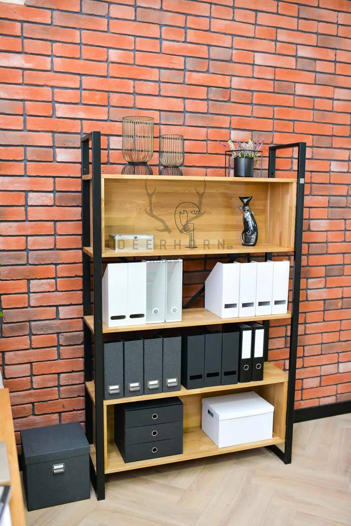 Bücherregal aus Metall und Holz im Loft-Stil Loft-Büro plus