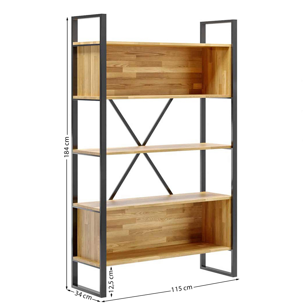 Bücherregal aus Metall und Holz im Loft-Stil Loft-Büro plus