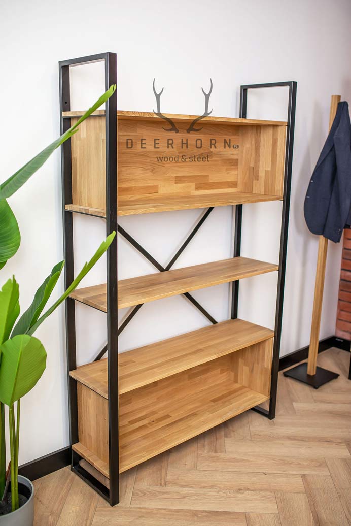 Bücherregal aus Metall und Holz im Loft-Stil Loft-Büro plus