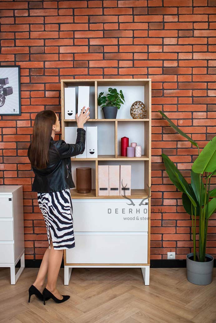 Weißes Loft-Bücherregal für Bücher oder Ordner Loft Office Plus
