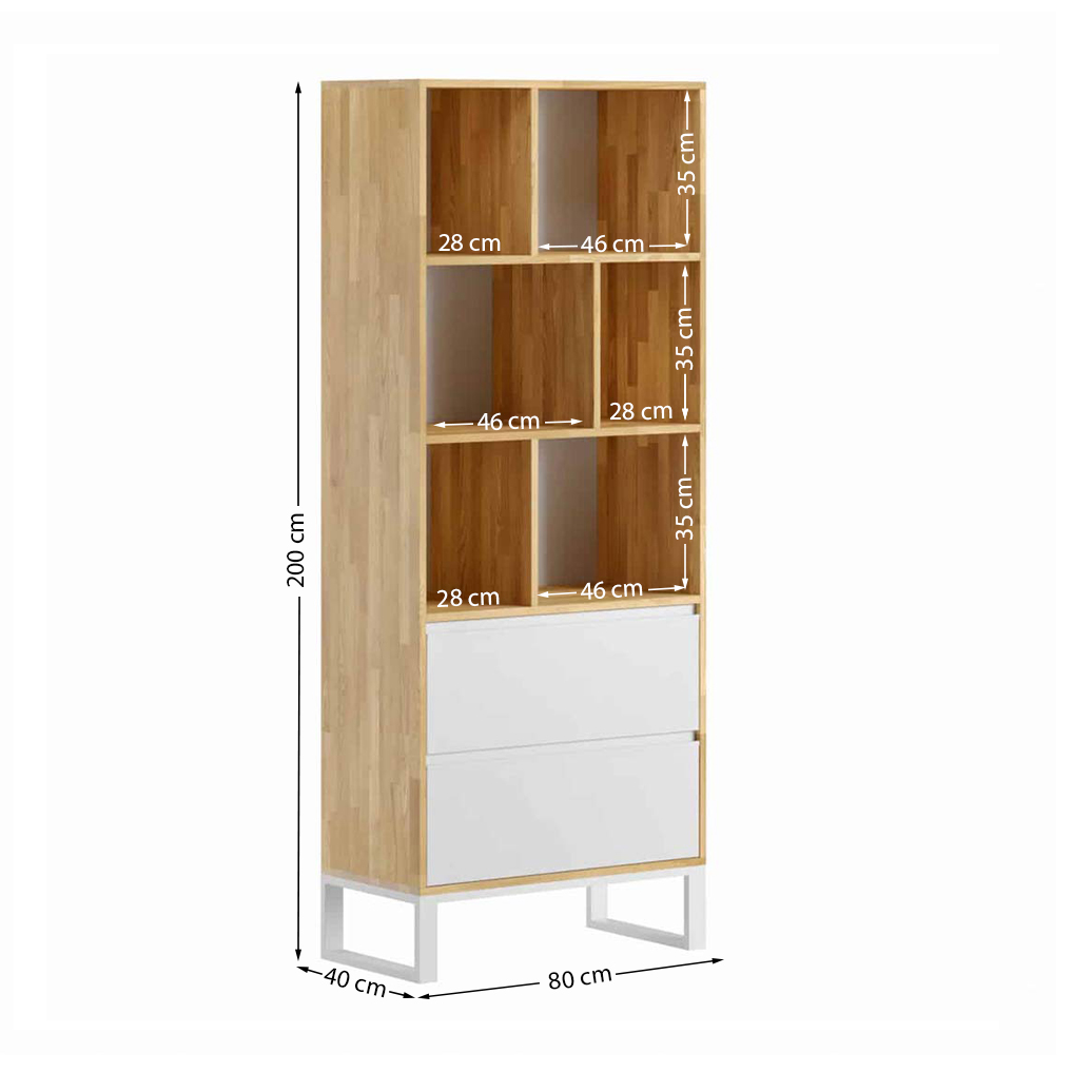 Weißes Loft-Bücherregal für Bücher oder Ordner Loft Office Plus