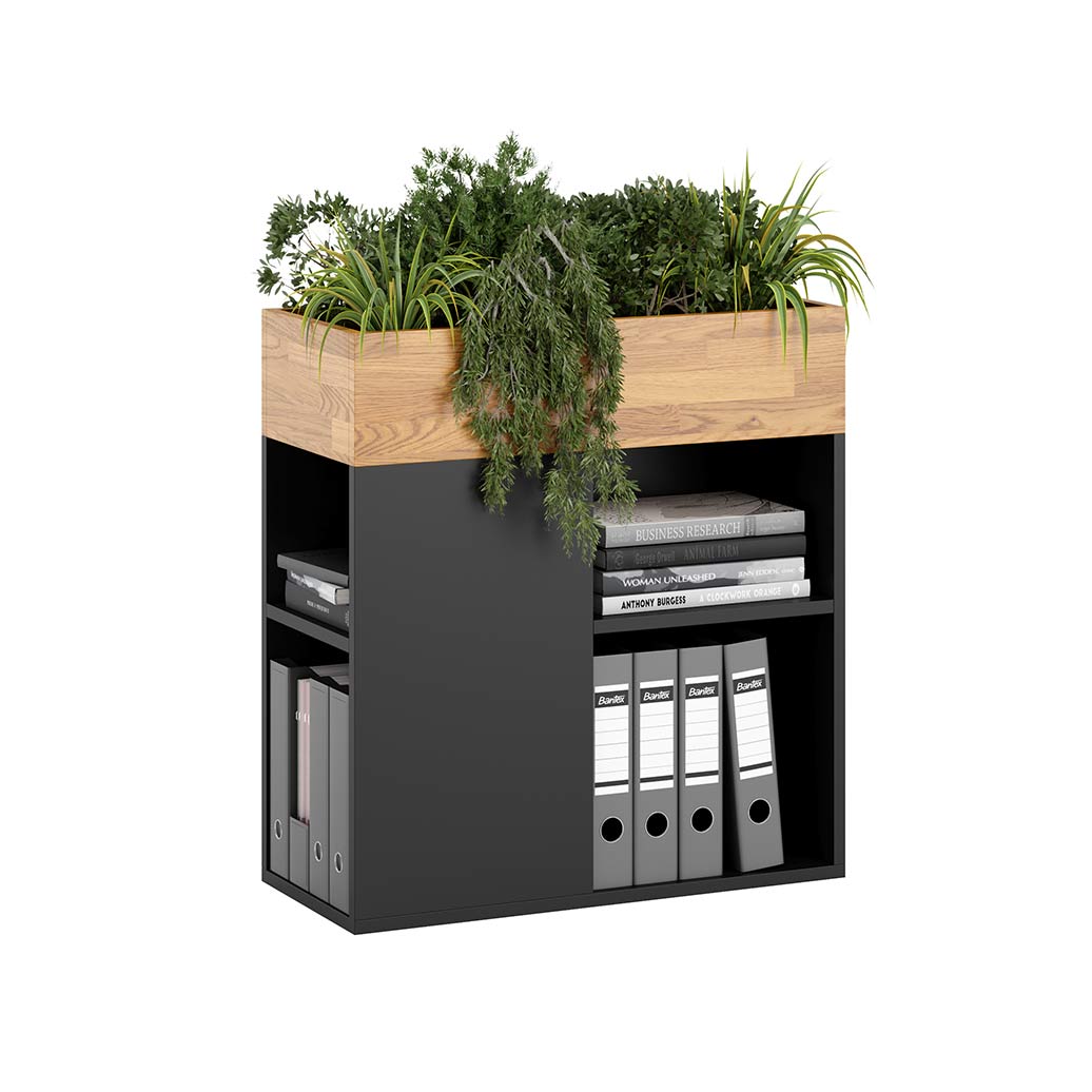 Schwarz stehender Büroflorist