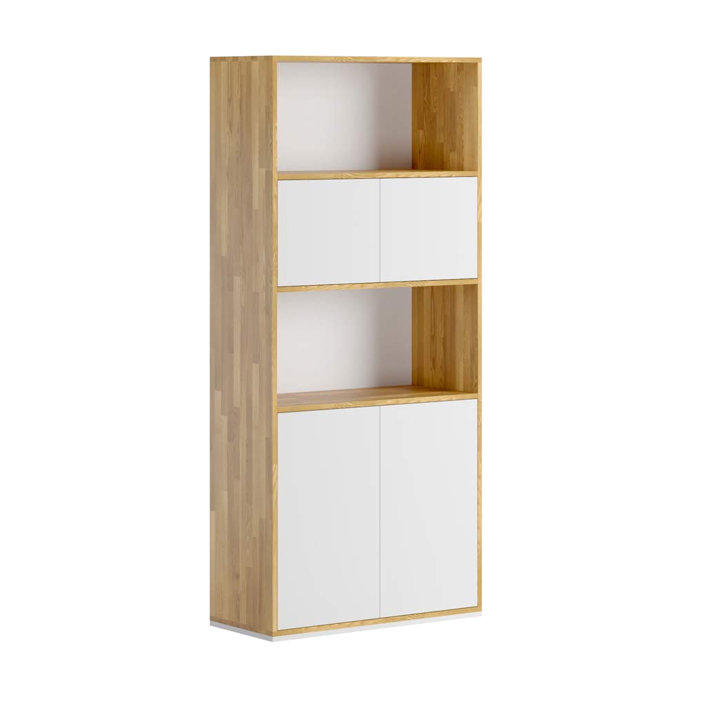Weißes Loft-Büro schlankes Bücherregal