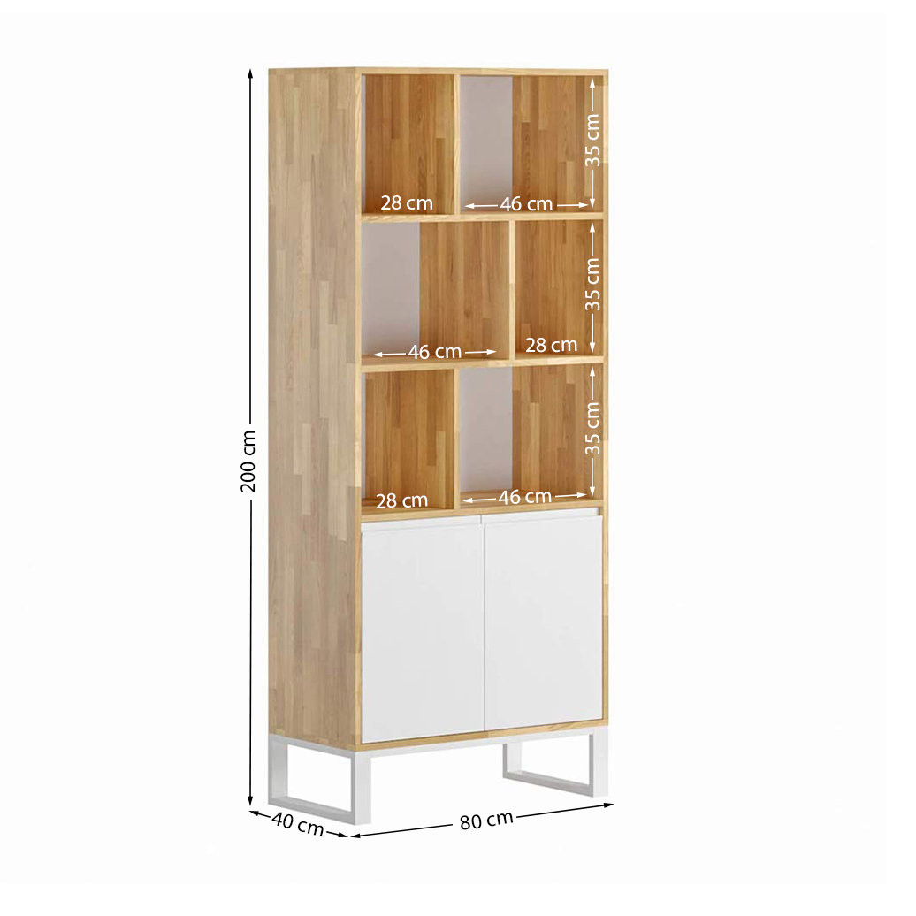 Bücherregal aus Holz mit Einlegeböden für Ordner weiß