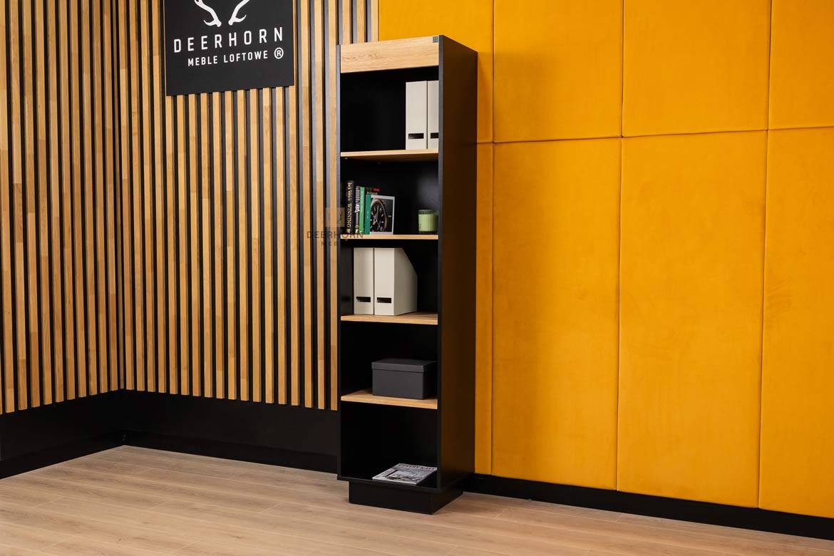 Schwarzer Hochregistraturschrank