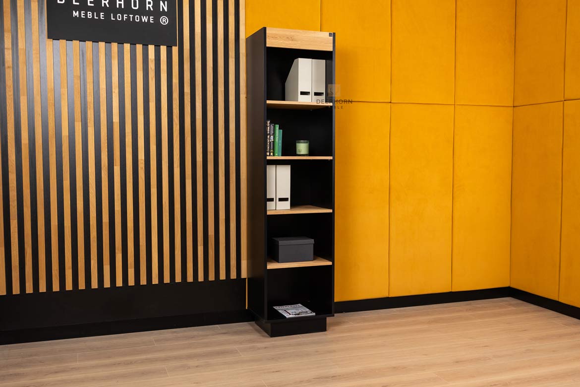 Schwarzer Hochregistraturschrank