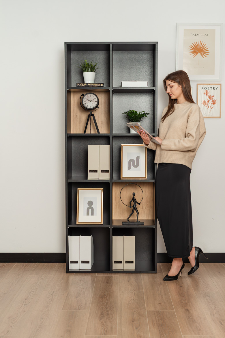 Symmetrisches Büro-Bücherregal für Dokumente und Ordner 80 cm