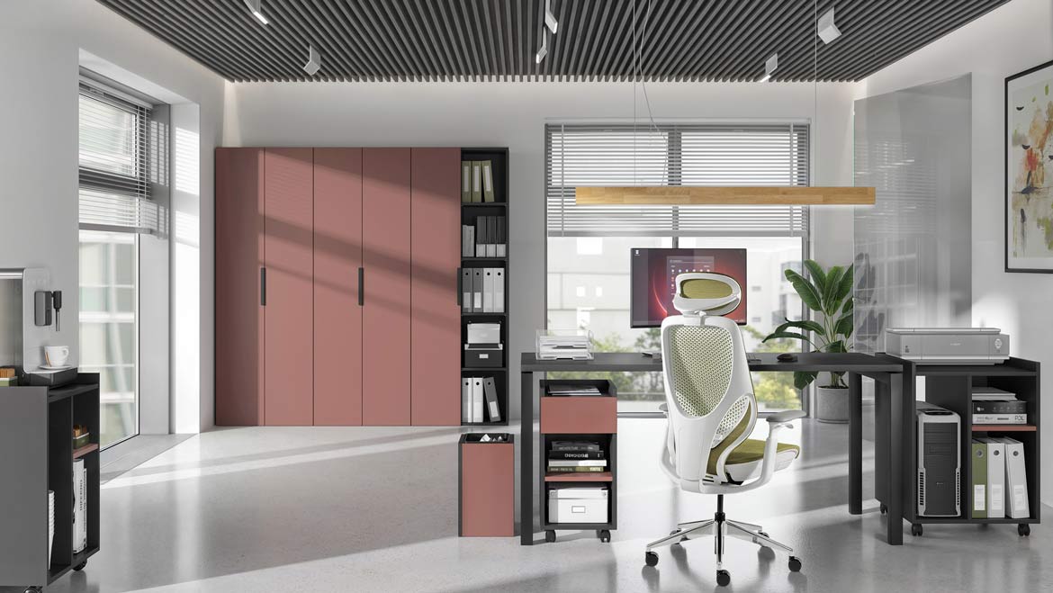 Symmetrisches Büro-Bücherregal für Dokumente und Ordner 80 cm