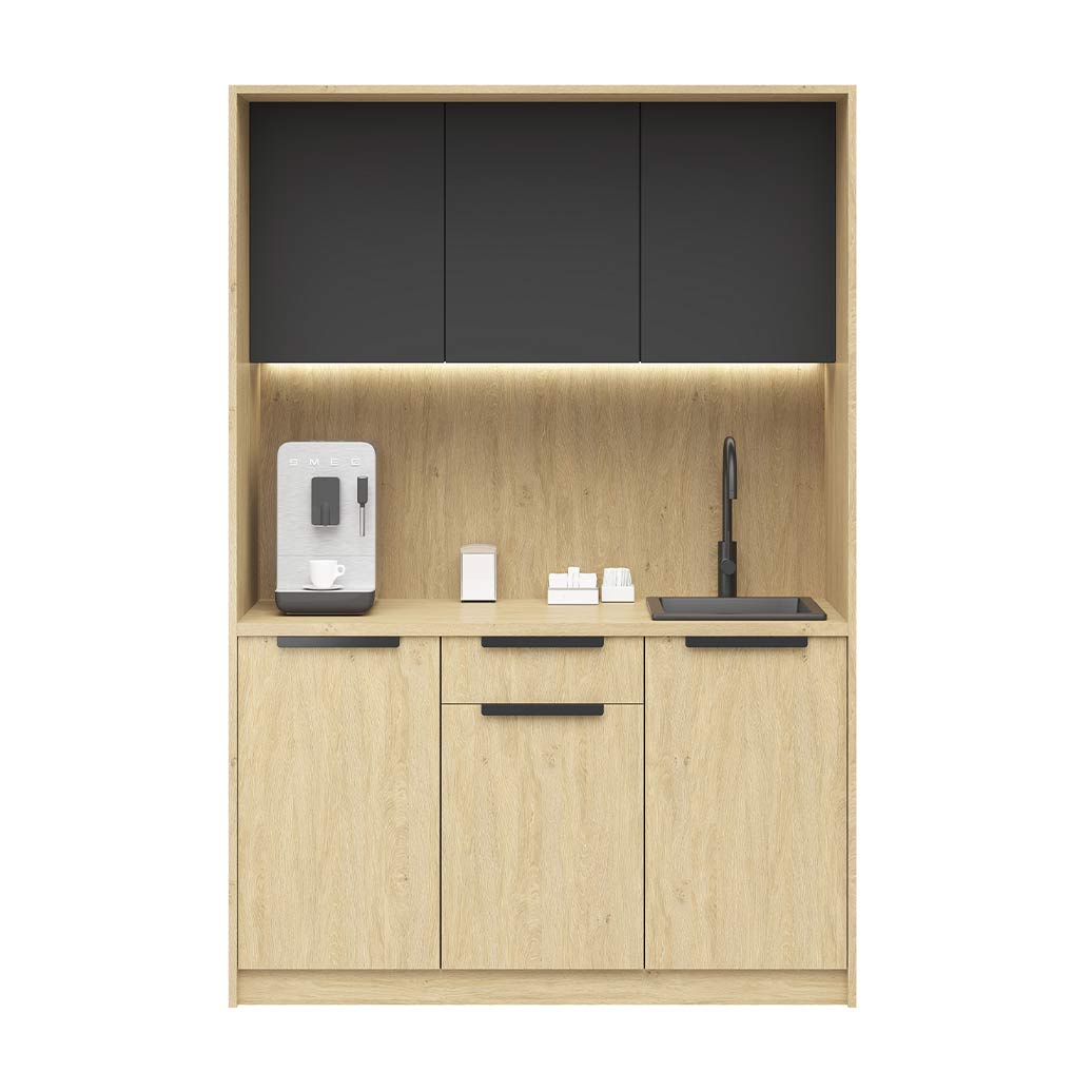 Küchenset für Büro mit Platz für Kaffeemaschine mit Ausstattung und Montage
