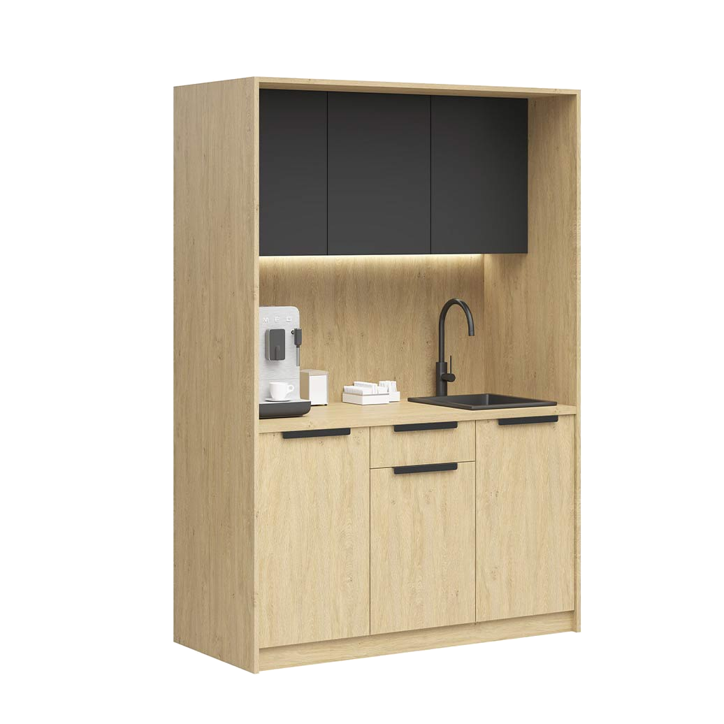 Küchenset für Büro mit Platz für Kaffeemaschine mit Ausstattung und Montage