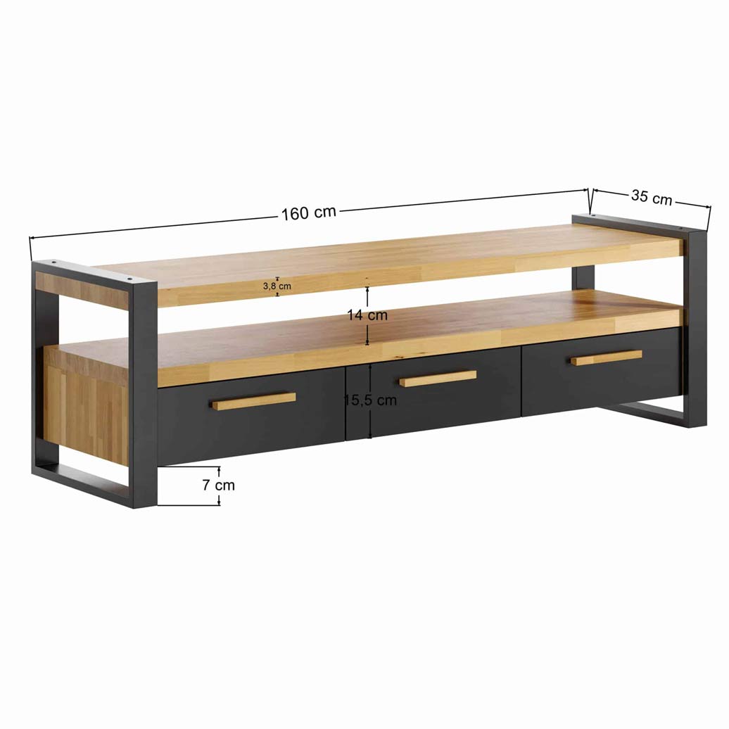 Moderner RTV-Schrank mit Schubladen aus Holz und Metall