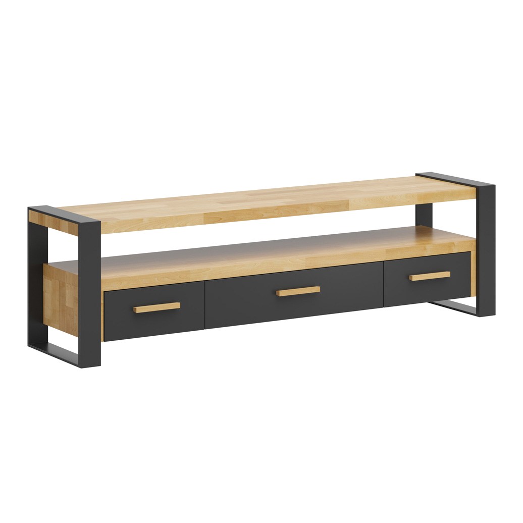 Moderner RTV-Schrank mit Schubladen aus Holz und Metall