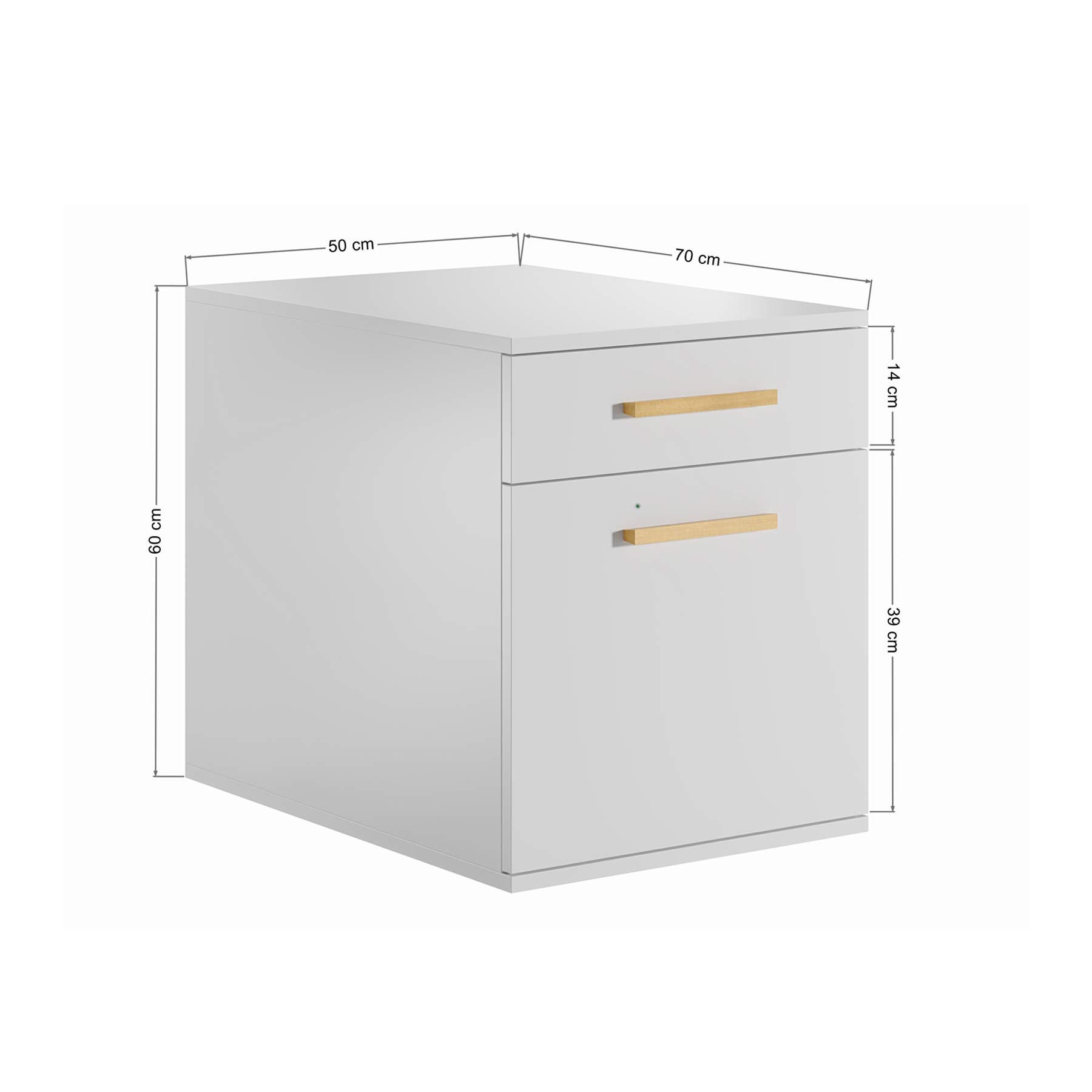 Weißer Schreibtischschrank mit Schublade und Regal für Akten