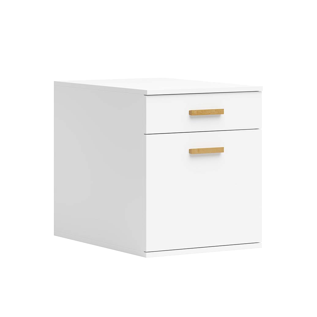 Weißer Schreibtischschrank mit Schublade und Regal für Akten