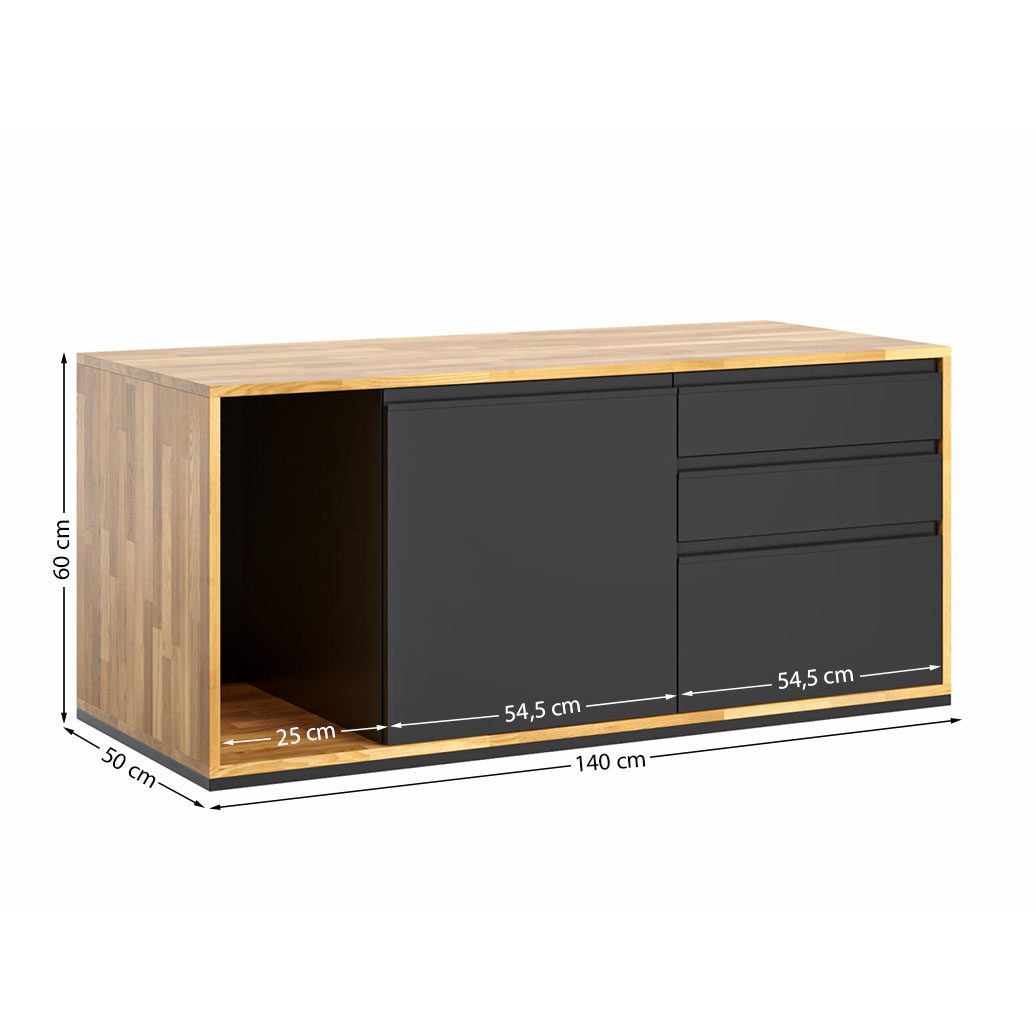 Bürounterschrank, Sockel mit Schubladen