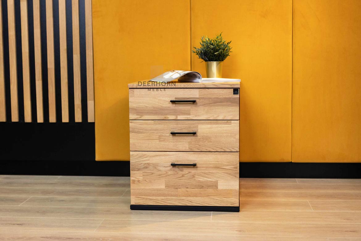 Eichenholzsockel mit Schubladen für Schreibtisch mit Holzplatte