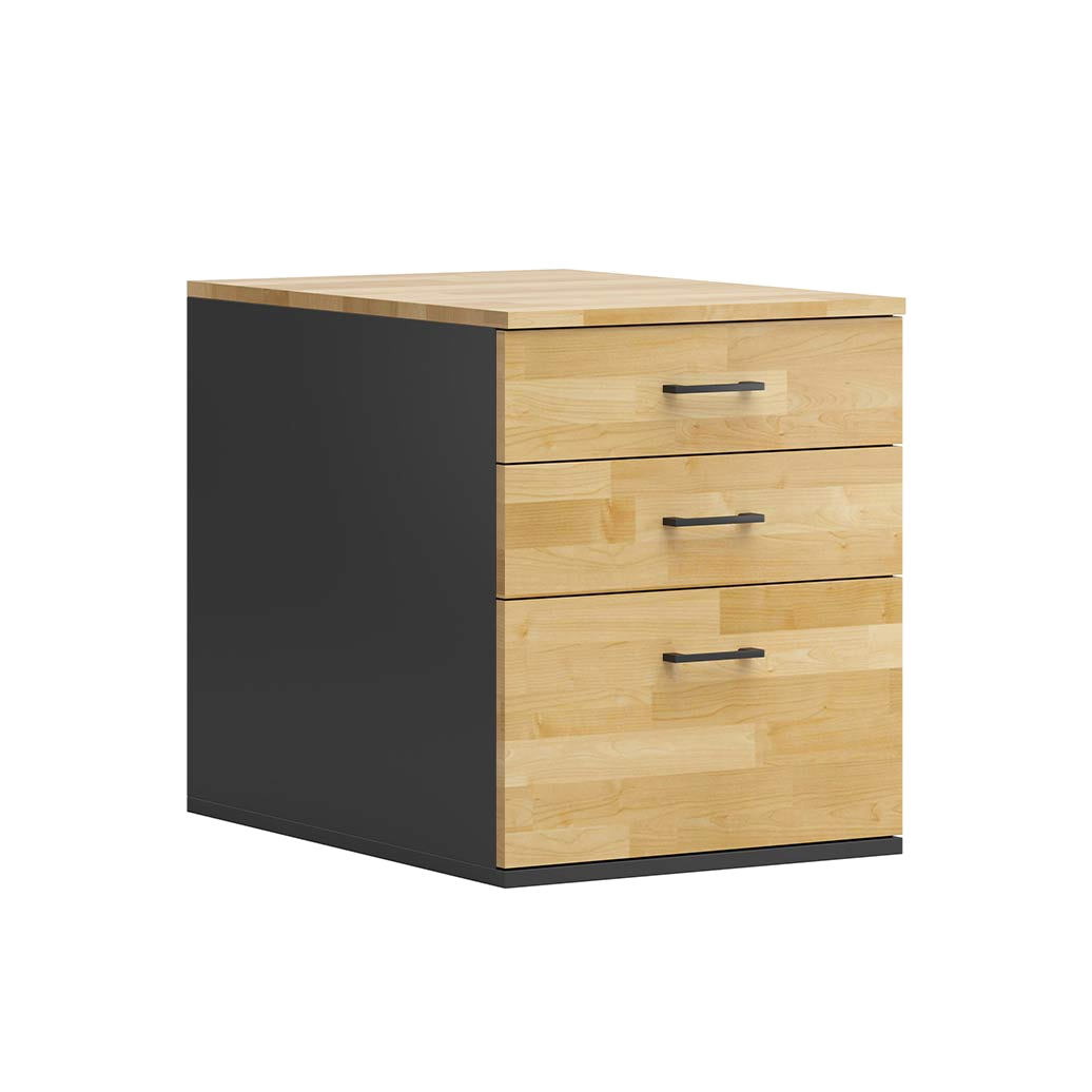 Eichenholzsockel mit Schubladen für Schreibtisch mit Holzplatte
