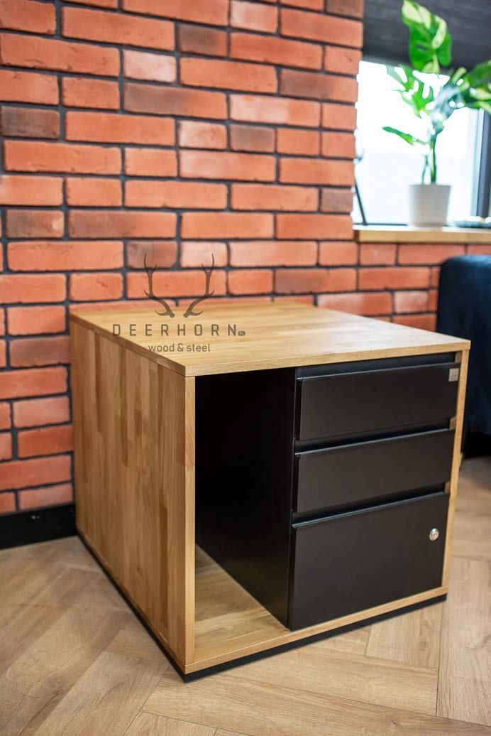Mobiler Holzcontainer mit Schubladen loft office plus - rechts