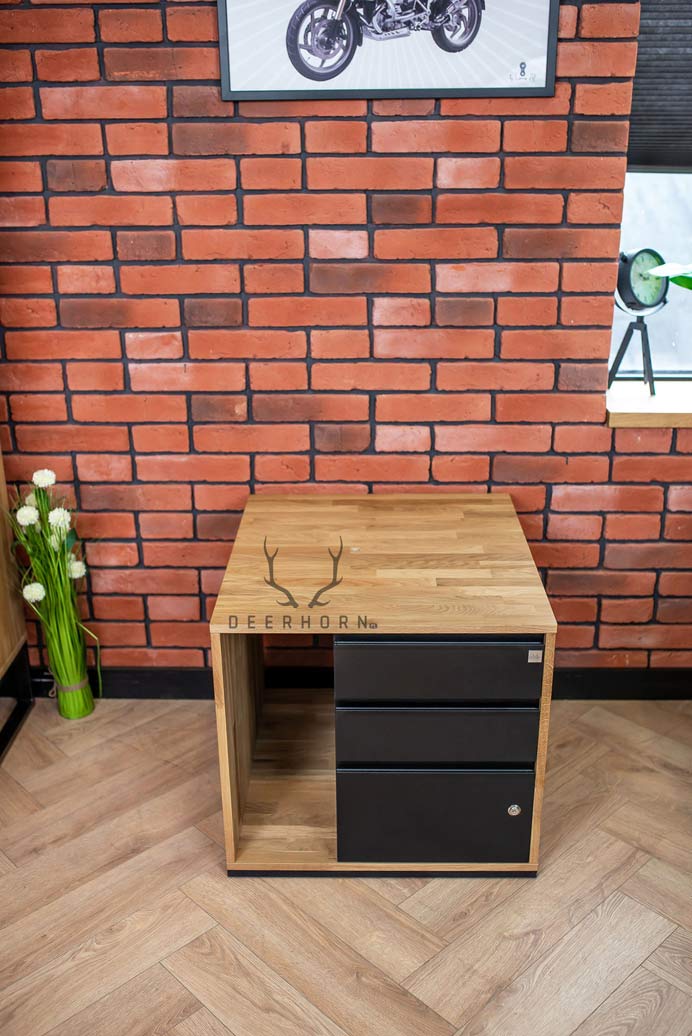 Mobiler Holzcontainer mit Schubladen loft office plus - rechts