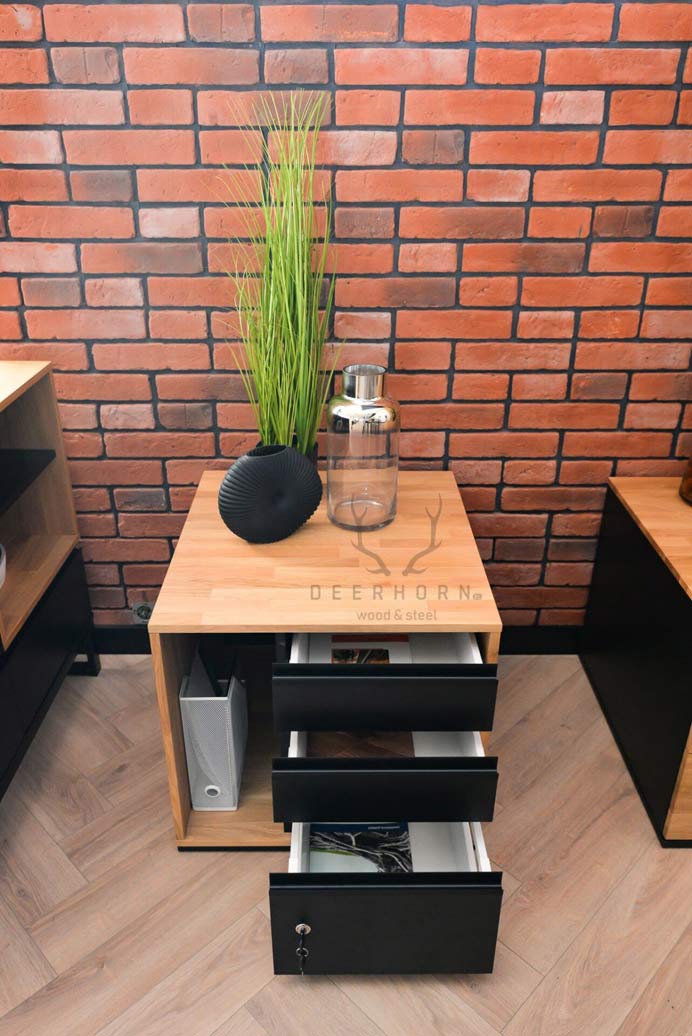 Mobiler Holzcontainer mit Schubladen loft office plus - rechts
