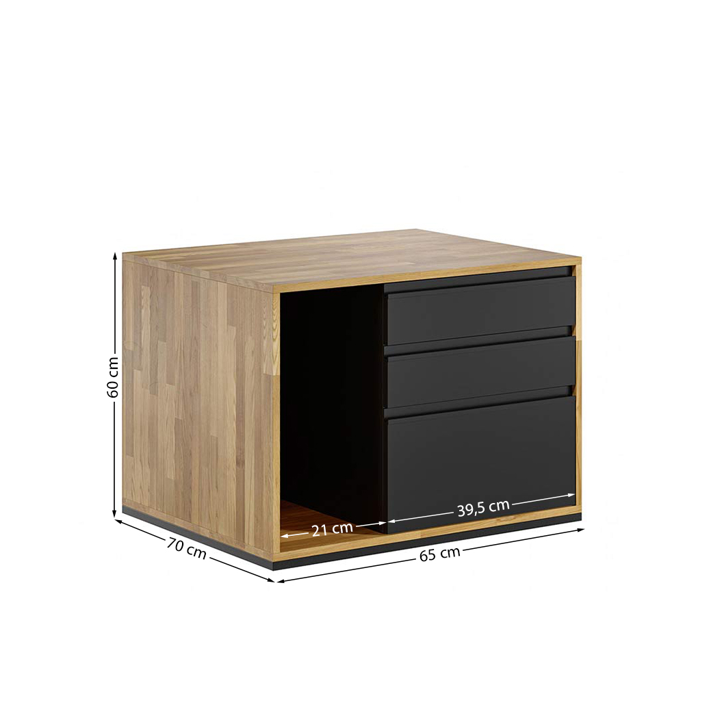 Mobiler Holzcontainer mit Schubladen loft office plus - rechts
