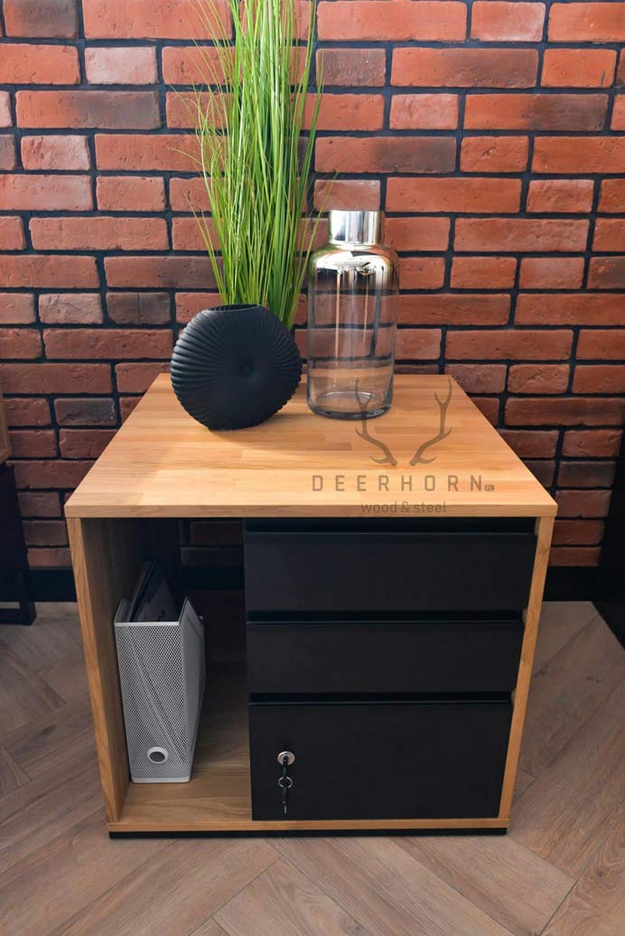 Mobiler Holzcontainer mit Schubladen loft office plus - rechts