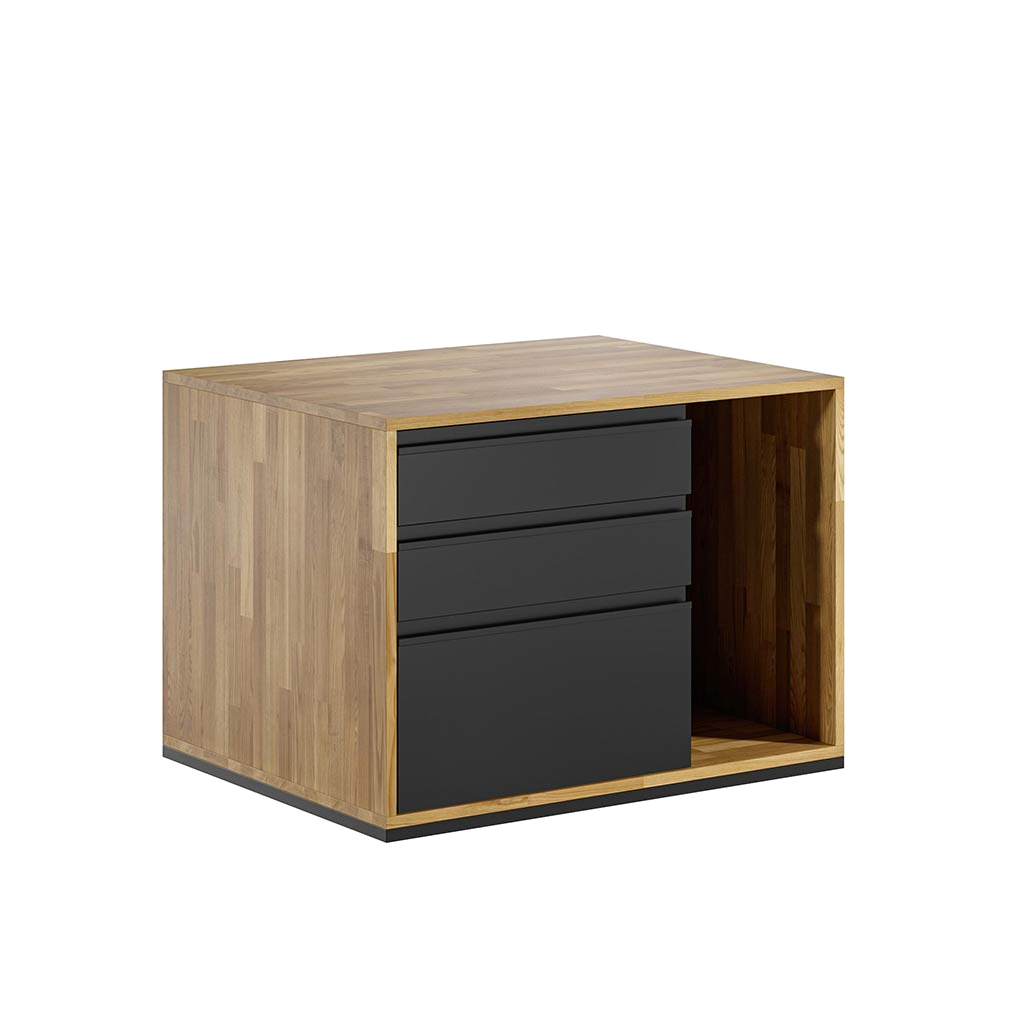 Mobiler Holzcontainer mit Schubladen loft office plus - links