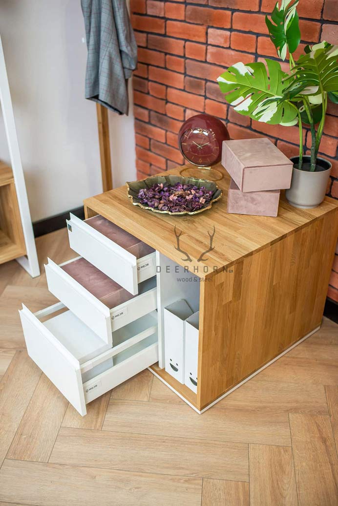 Sockel, moderner Schreibtischschrank Loft Office Plus - links