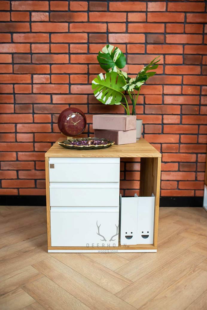 Sockel, moderner Schreibtischschrank Loft Office Plus - links