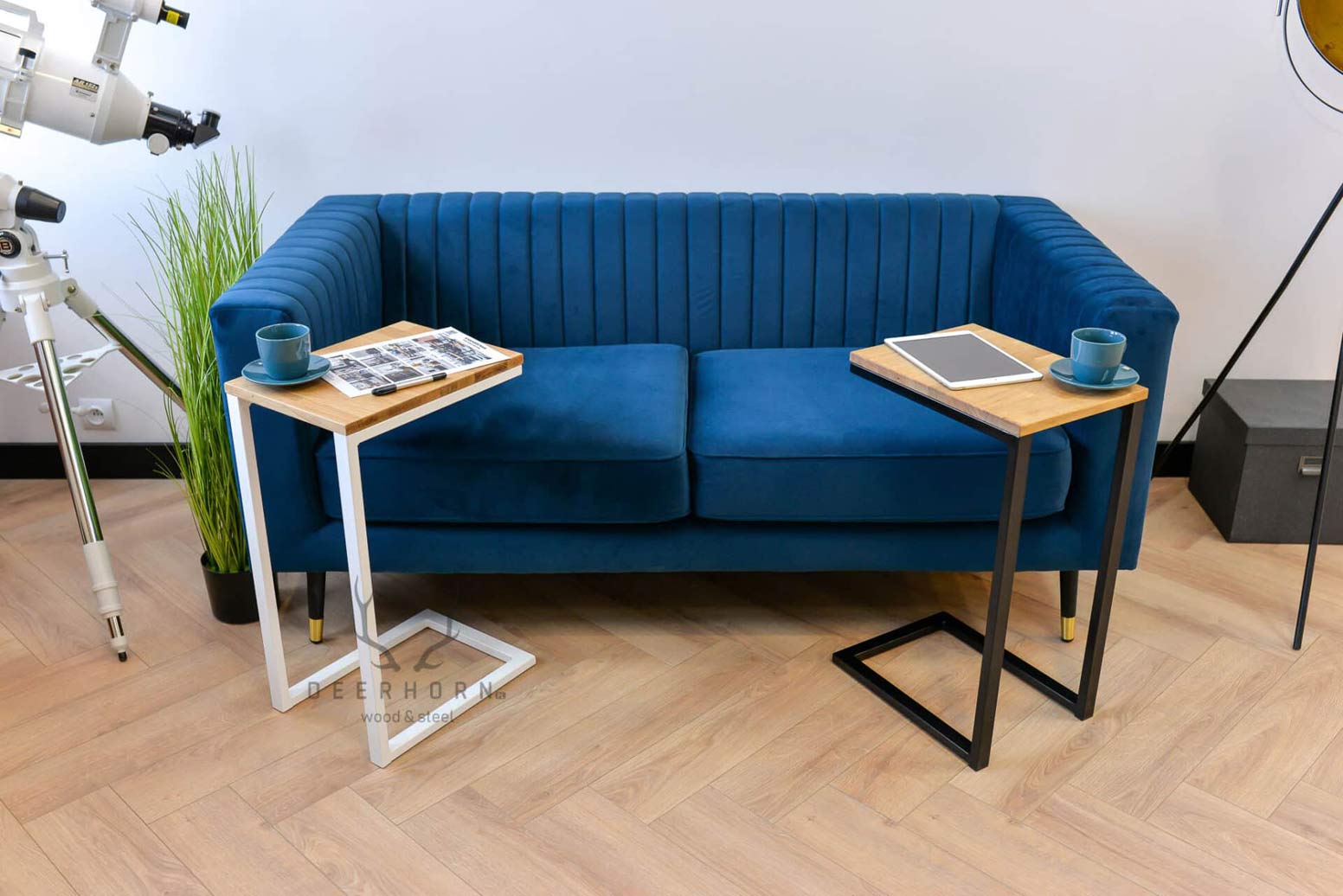 Loft Beistelltisch aus Holz und Metall