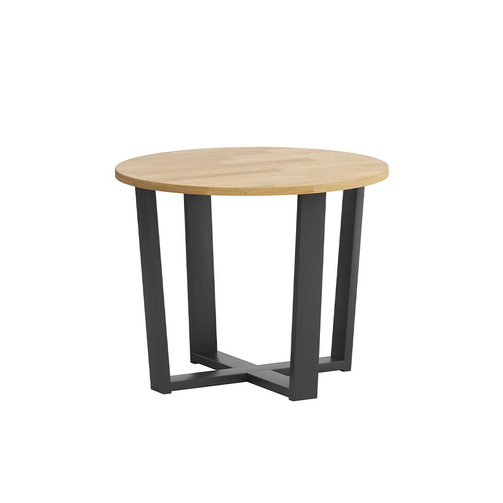 Runder Couchtisch mit Holzplatte