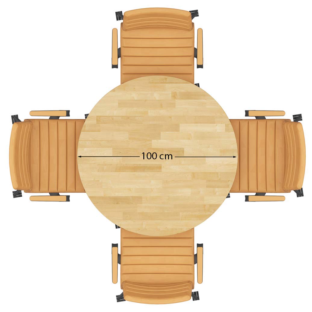 Runder Tisch mit Holzplatte mit Hinterschnitt 100 cm