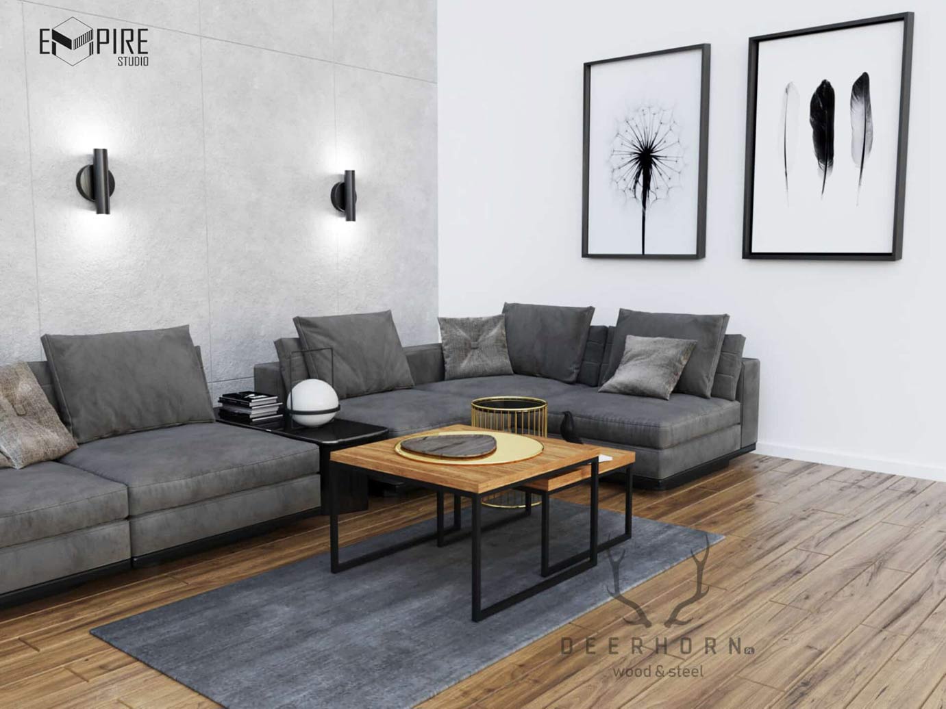 Einschiebbare Couchtische 2in1